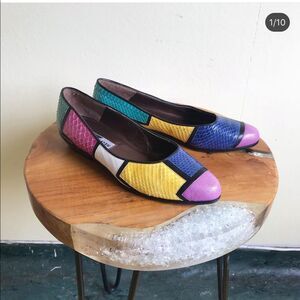 PAUL MAYER 1980’s Vintage Snakeskin Shoes Flats 7B